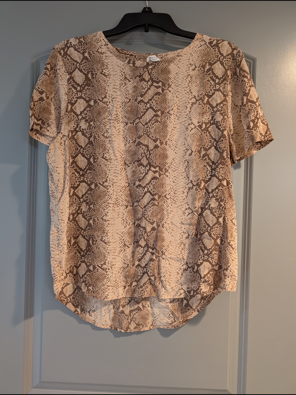 Equipment 100% Silk Snake Print Short Sleeve Blouse - Beige/Brown